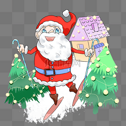 圣诞老人滑雪图片_圣诞老人滑雪
