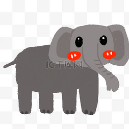 手绘底图图片_卡通动物大象手绘插画