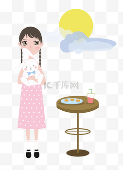 卡通中秋兔子月饼图片_透明底png中秋节赏月