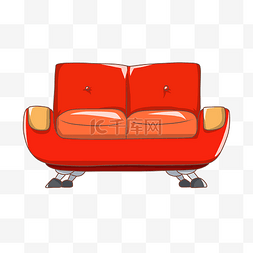 卡通沙发垫图片_红色的沙发装饰插画