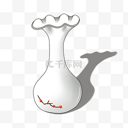 白瓷图片_白瓷红梅花瓶