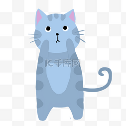 创意动物花纹图片_蓝色创意小猫元素