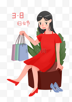 红色高跟鞋图片图片_妇女节买鞋的女性