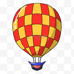 红色热气球图片_手绘黄色红色热气球
