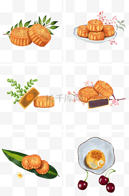 中秋节手绘月饼插画