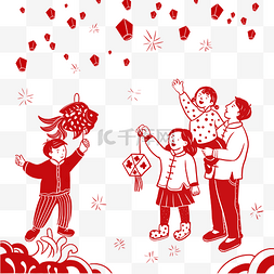 中国风剪纸插画图片_手绘新年剪纸中国风插画