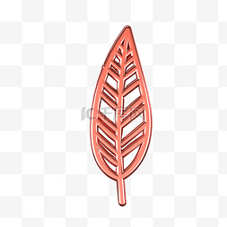 金属植物叶子图片_C4D珊瑚橙金属质感叶子