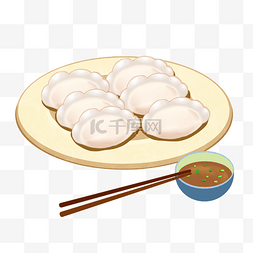 新年饺子手绘插画素材