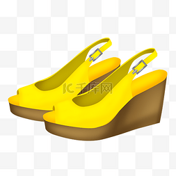 女式黄色高跟鞋插画
