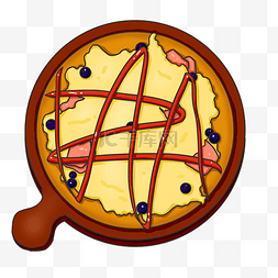 手绘披萨插画图片_圆形美味的披萨