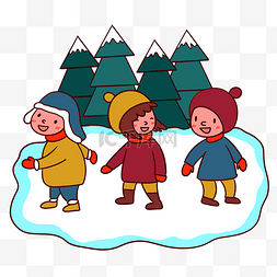 手绘冬日保暖图片_手绘卡通可爱学生溜冰寒假生活
