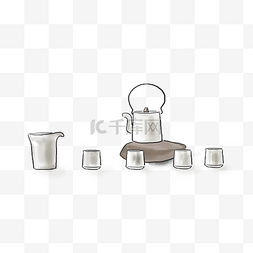 茶具图片_中国水墨手绘茶具