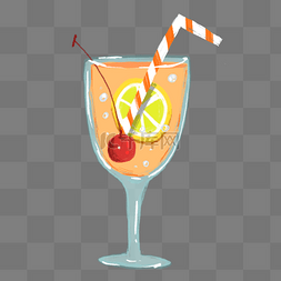夏日清凉饮品水果橙汁玻璃杯气泡