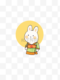 手绘插画中秋节中国风月兔设计元