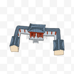 卡通手绘古建筑图片_卡通手绘中国古代建筑