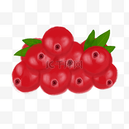 红色底图PNG图片_手绘水彩水果蔓越莓