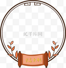 红色喜庆背景花纹图片_大吉大利中式边框圆框元素下载