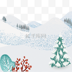 冬天卡通树木图片_冬天冬季雪地场景卡通素材