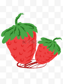 商用手绘矢量扁平化热带水果草莓