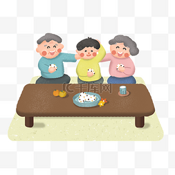 爷爷孩子图片_重阳节与爷爷奶奶吃重阳糕