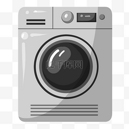 滚筒洗衣机素材图片_手绘灰色洗衣机插画