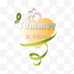 手绘绿色心图片_夏季节日主题心形绿色设计