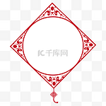 新年中国风红色方形边框素材矢量免抠
