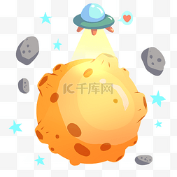 黄色手绘星球图片_黄色的宇宙星球插画