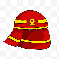 红色消防器材安全帽插画