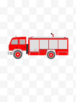 消防车矢量AI平面插画装饰图案设