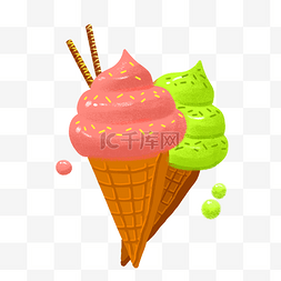 手绘卡通美食冰淇淋甜筒