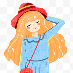 彩色创意戴帽子的女孩元素