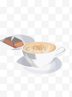 茶图片_简约咖啡和点心插画设计可商用元
