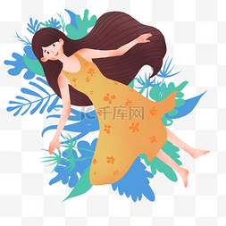 清明祭祖插画图片_清明节花裙子插画