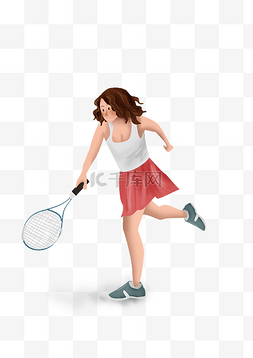 网球插图图片_网球公开赛手绘人物