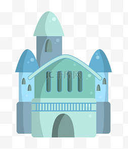 创意的城堡图片_蓝色的城堡装饰插画