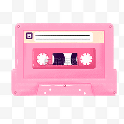 音乐手绘插画图片_粉色的磁带手绘插画