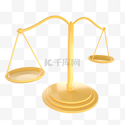 法律平衡图片_C4D柔黄色俯视天平装饰