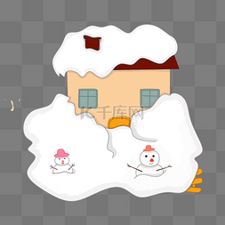 腊八节手绘积雪房屋插画