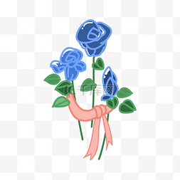 蓝玫瑰玫瑰花图片_蓝色带粉色蝴蝶结蓝玫瑰
