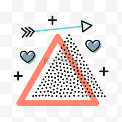 矢量三角形心形装饰图案