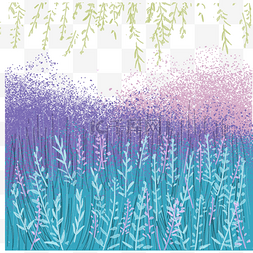 手绘清新植物背景图片_紫绿清新手绘通用风景背景装饰