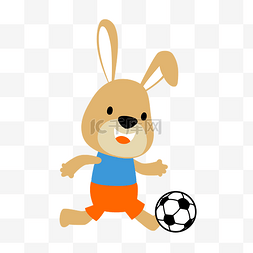 踢足球图片_Q版兔子踢足球矢量素材