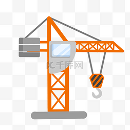 卡通起重机施工插画