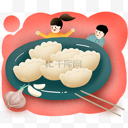 立冬的饺子图片_立冬吃饺子大蒜插画