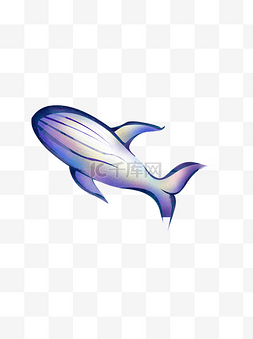 一只彩色手绘游泳的鲸鱼
