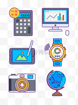 ui矢量手机图标图片_MBE风格矢量生活用品元素套图