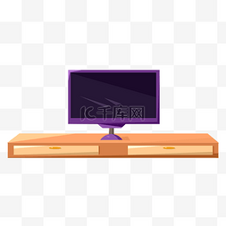 灰色电视柜图片_卡通紫色电视机插画