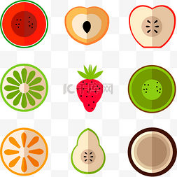 彩色水果切面矢量素图