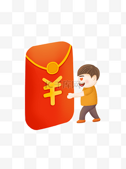 卡通可爱红包图片_红包小孩春节新年手绘卡通可爱可